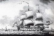 Francis Swaine A drawing of a British two-decker off Calshot Castle china oil painting reproduction